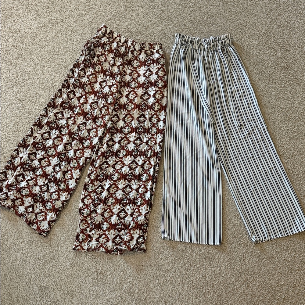 Stylish Women's Patterned and Striped Pants Set